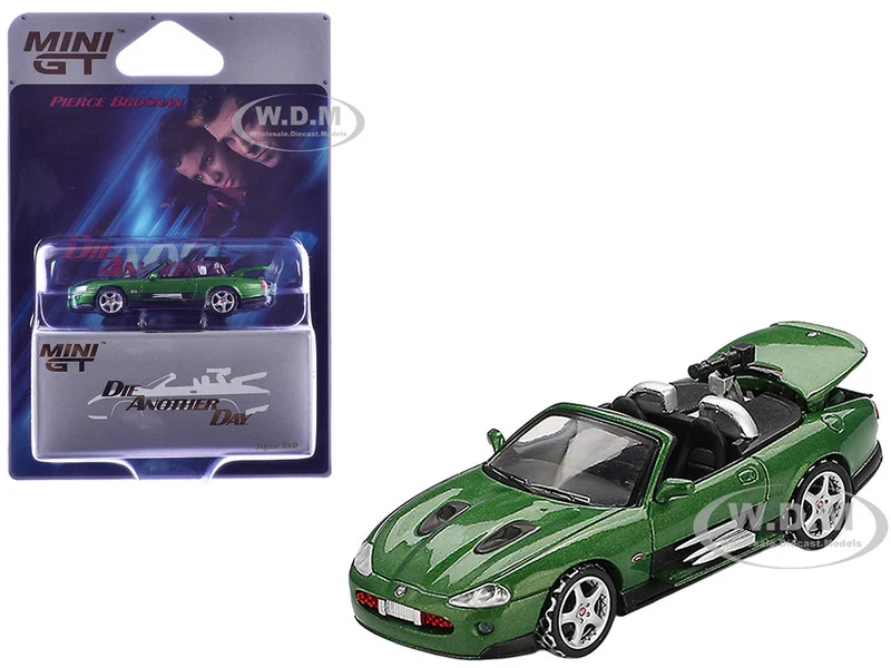 Jaguar XKR Green Metallic 007 James Bond "Die Another Day" (2002) Movie Limited Edition 1/64 Diecast Model Car by Mini GT - Jaguar Models