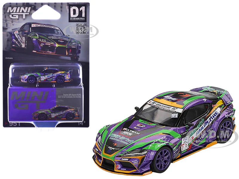 Toyota GR Supra KUHL RHD (Right Hand Drive) #91 Shingo Hatanaka "Evangelion Racing" "D1 Grand Prix" (2021) Limited Edition 1/64 Diecast Model Car by Mini GT - Toyota Models