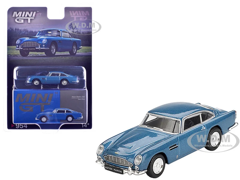 Aston Martin DB5 Sierra Blue Metallic Limited Edition 1/64 Diecast Model Car by Mini GT - Aston Martin Models