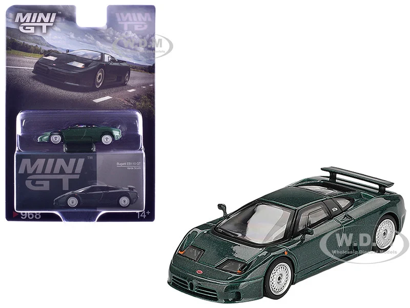 Bugatti EB110 GT Verde Scuro Dark Green Metallic Limited Edition 1/64 Diecast Model Car by Mini GT - Bugatti Models