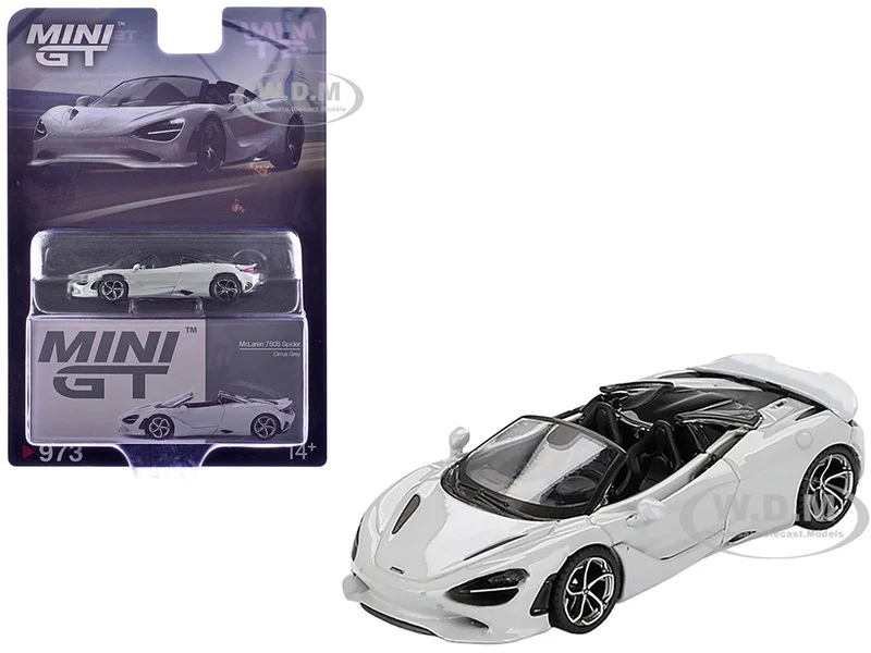 McLaren 750S Spider Cirrus Gray Limited Edition 1/64 Diecast Model Car by Mini GT - McLaren Models