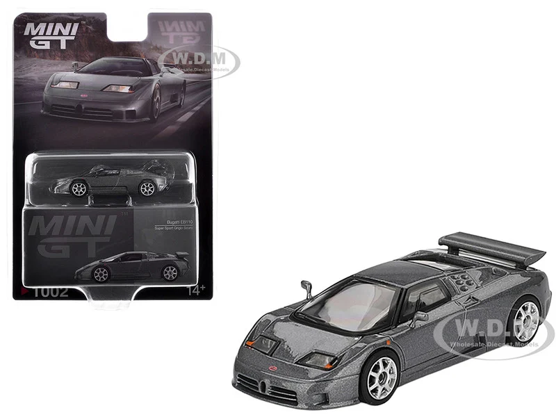 Bugatti EB110 Super Sport Grigio Scuro Dark Gray Metallic Limited Edition 1/64 Diecast Model Car by Mini GT - Bugatti Models