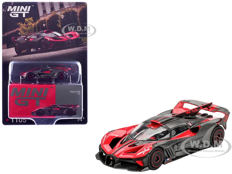 Bugatti Bolide Red and Carbon Fiber Limited Edition 1/64 Diecast Model Car by Mini GT - Bugatti Models