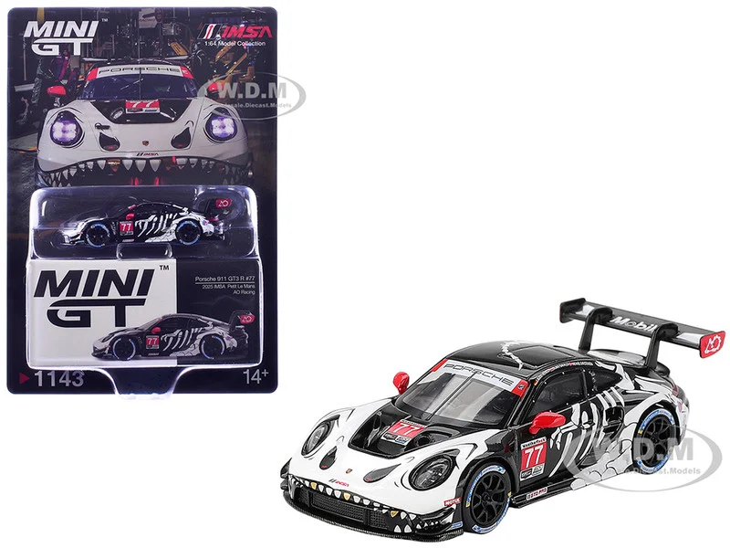 Porsche 911 GT3 R #77 Klaus Bachler - Laurin Heinrich - Michael Christensen "AO Racing Skeleton Rexy" GTD Pro IMSA "Petit Le Mans" (2025) Limited Edition 1/64 Diecast Model Car by Mini GT