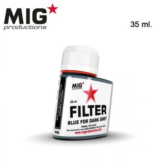 MIG Productions F240 Blue for Dark Grey (Enamel Type Filter) 35ml - Hobby & Model Paints