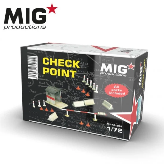 MIG Productions MP72352 1/72 Check Points: Control Point, Fence, 8 Cones, 8 Poles & 4 Concrete Barriers - Scenics & Diorama