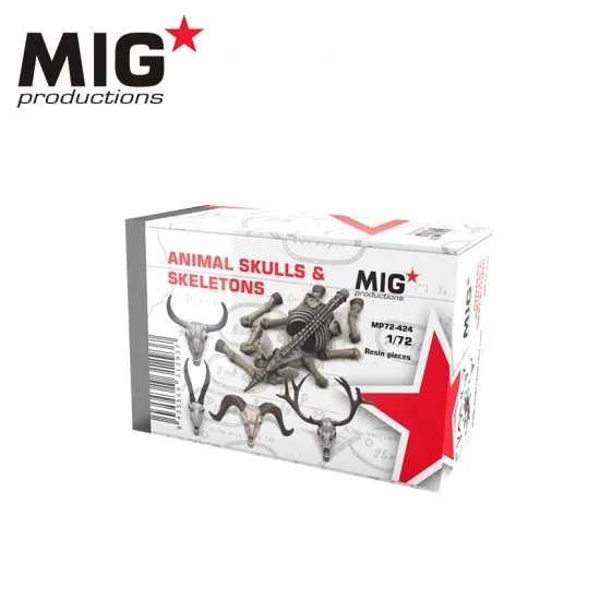 MIG Productions MP72424 1/72 Animal Skulls (4pcs) & Skeletons - Scenics & Diorama