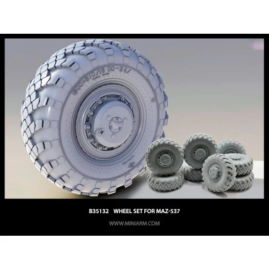 MiniArm B35132 1/35 MaZ-537/KZKT- 7428 Sagged Wheels Set Vi-202 for Trumpeter kits (8pcs)