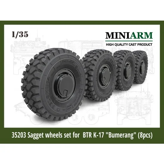MiniArm B35203 1/35 BTR K-17 "Bumerang" Sagged Wheel set (8pcs) for Zvezda kits