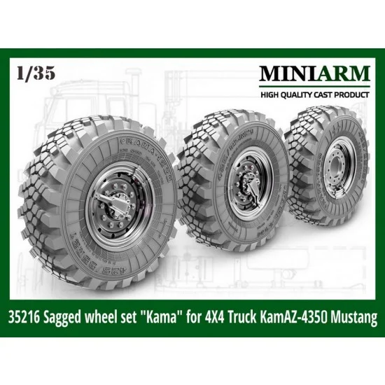 MiniArm B35216 1/35 4x4 Truck Kamaz-4350 Sagged Wheel set "Kama" (4pcs w/extra ) for Zvezda kit