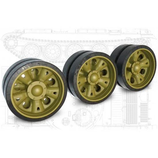 MiniArm B35258 1/35 T-55A Road Wheel set (16pcs) with Standard and 4x Reinforced Hub for Takom/MiniArt