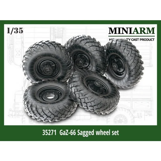 MiniArm 35271 1/35 GaZ-66 Sagged Wheel set (4pcs and extra ) for Zvezda kits
