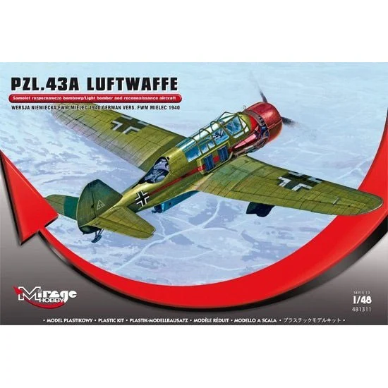 Mirage Hobby 481311 1/48 PZL.43A Luftwaffe 'German Version Mielec 1940' - Model Planes