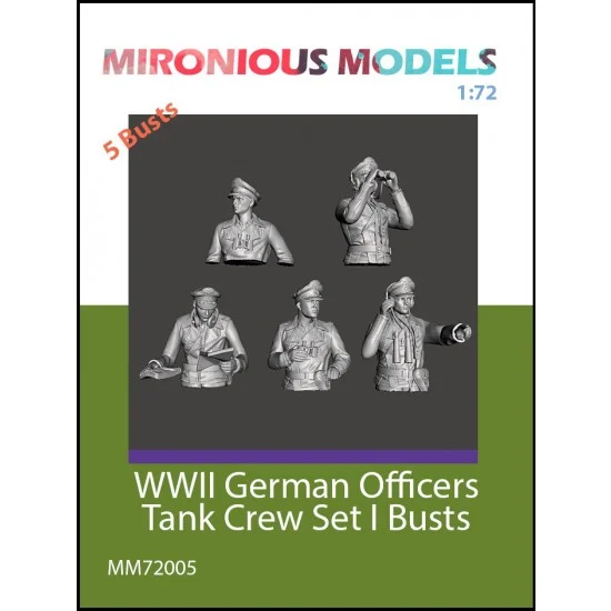 Mironious MM72005 1/72 WWII German Officers Tank Crew Set I Bust (5 figures) - Model Figures