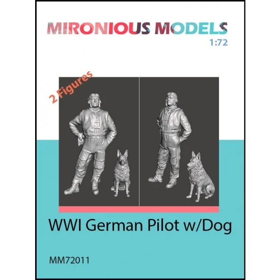 Mironious MM72011 1/72 WWI German Pilot with Dog - Model Figures