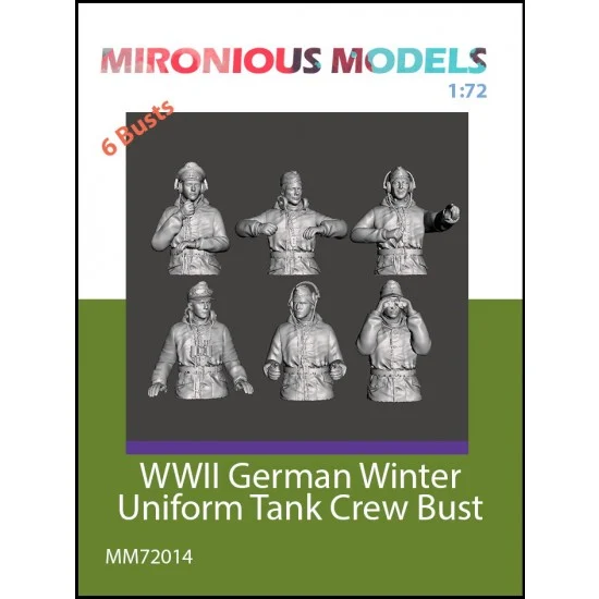 Mironious MM72014 1/72 WWII German Winter Uniform Tank Crew Bust (6 figures) - Model Figures