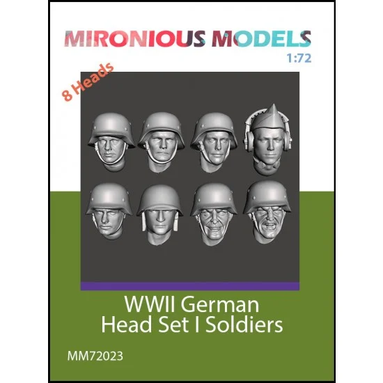 Mironious MM72023 1/72 WWII German Head Set I Soldiers (8pcs) - Model Figures