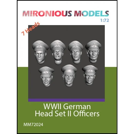 Mironious MM72024 1/72 WWII German Head Set II Officers (7pcs) - Model Figures