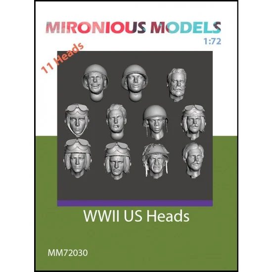 Mironious MM72030 1/72 WWII US Heads (11pcs) - Model Figures