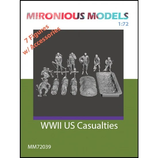 Mironious MM72039 1/72 WWII US Casualties (7 figures with accessories) - Model Figures