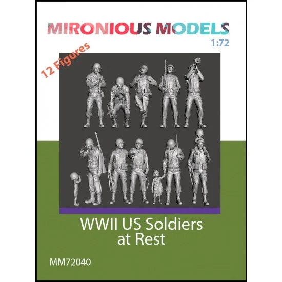 Mironious MM72040 1/72 WWII US Soldiers at Rest (12 figures) - Model Figures