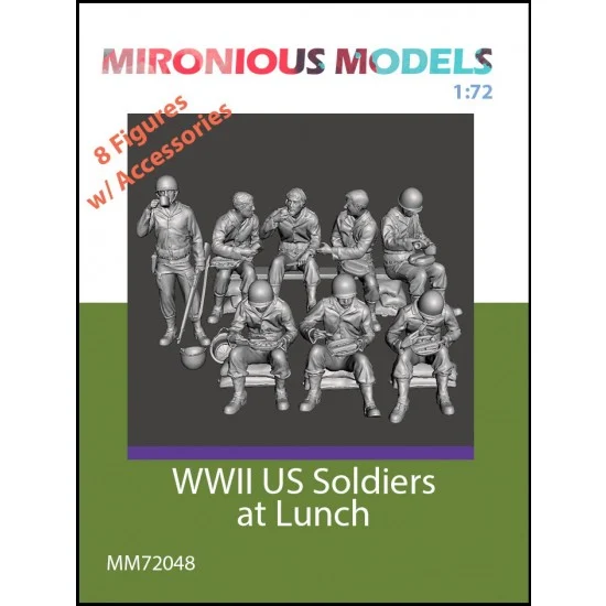 Mironious MM72048 1/72 WWII US Soldiers at Lunch (8 figures with accessories) - Model Figures