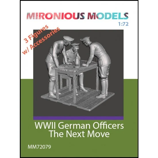 Mironious MM72079 1/72 WWII German Officers The Next Move (3 figures with accessories) - Model Figures