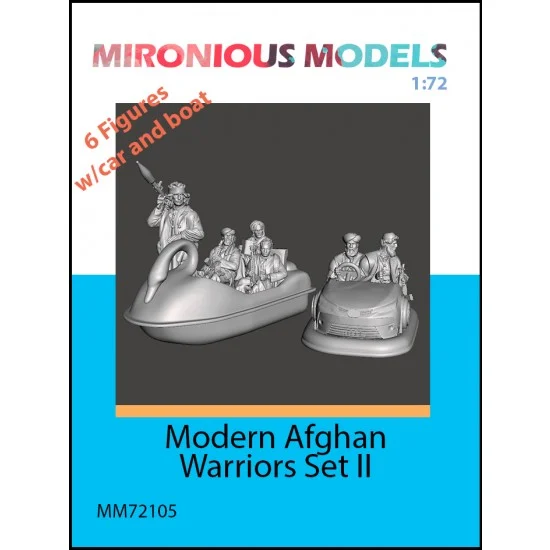 Mironious MM72105 1/72 Modern Afghan Warriors Set II (6 figures with car and boat) - Military Vehicles & Tanks