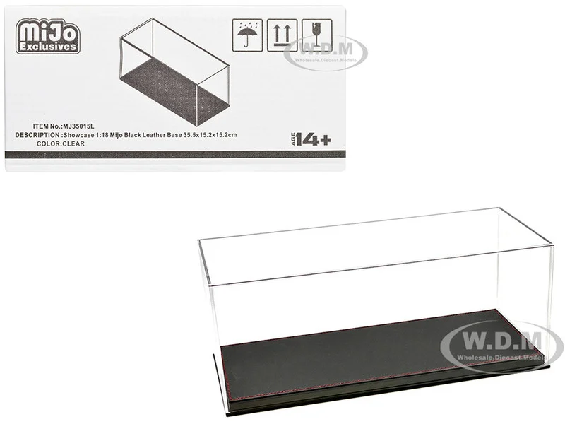 Showcase Acrylic Display Case with Black Synthetic Leather Base "Mijo Exclusives" for 1/18 Scale Models - Accessories