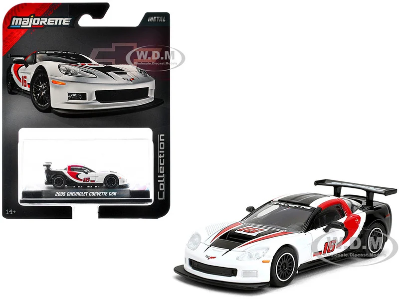 2005 Chevrolet Corvette C6R #16 White with Black and Red Graphics "Collection" Series 1/64 Diecast Model Car by Majorette - Chevrolet Models
