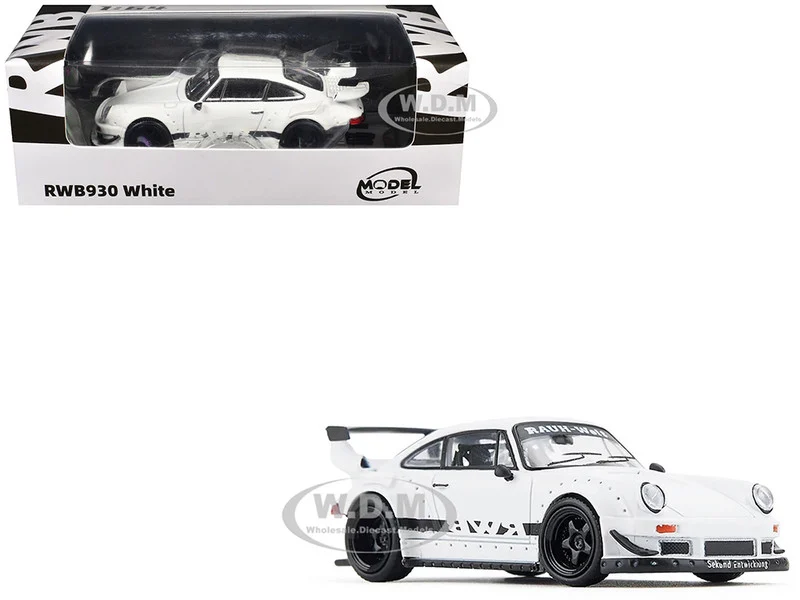 RWB 930 Matt White with Black Stripes 1/64 Diecast Model Car by Model Model - Porsche Models