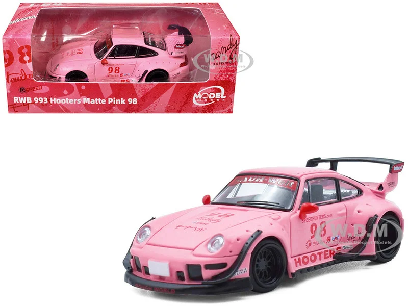RWB 993 #98 "Hooters" Matt Pink 1/64 Diecast Model Car by Model Model - Porsche Models