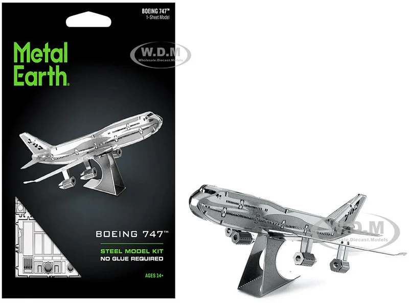 Model Kit Boeing 747 Commercial Aircraft (Easy Difficulty) Steel Model by Metal Earth - Model Kits (To Built)