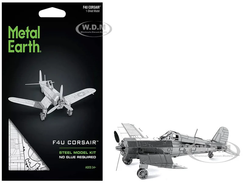 Model Kit Vought F4U Corsair Fighter Aircraft "United States Navy" (Moderate Difficulty) Steel Model by Metal Earth - Military Models