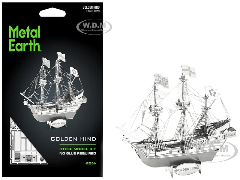 Model Kit Golden Hind Galleon (Moderate Difficulty) Steel Model by Metal Earth - Model Kits (To Built)