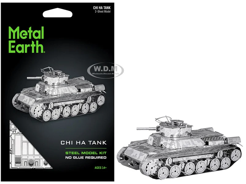 Model Kit Japanese Chi Ha Tank (Moderate Difficulty) Steel Model by Metal Earth - Military Models