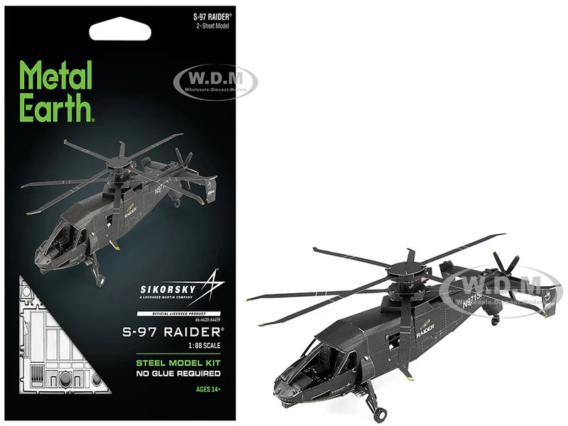 Model Kit Sikorsky S-97 Raider Attack Helicopter "United States Army" (Challenging Difficulty) Steel Model by Metal Earth