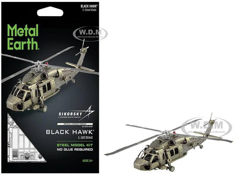 Model Kit Sikorsky Black Hawk Helicopter "United States Army" (Moderate Difficulty) Steel Model by Metal Earth - Military Models