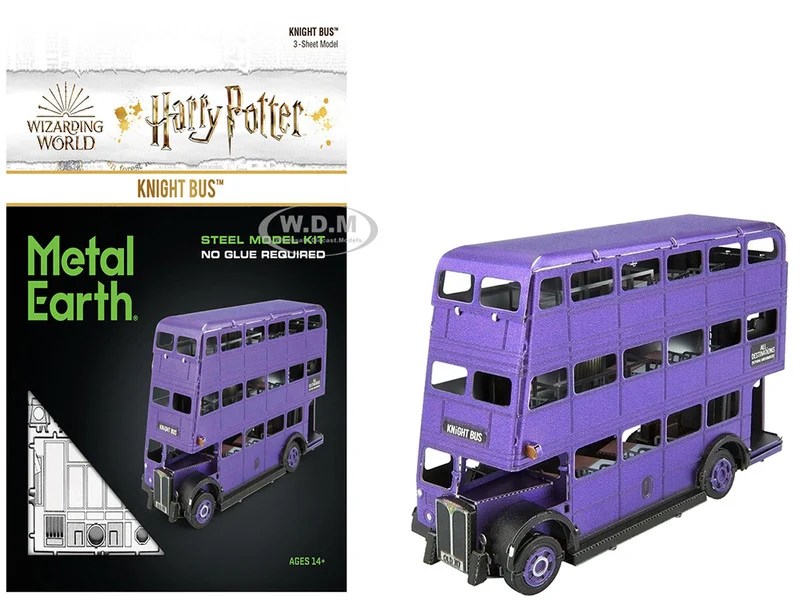 Model Kit Knight Bus Purple "Harry Potter and the Prisoner of Azkaban" (2004) Movie (Moderate Difficulty) Steel Model by Metal Earth - Movie/TV Series Models