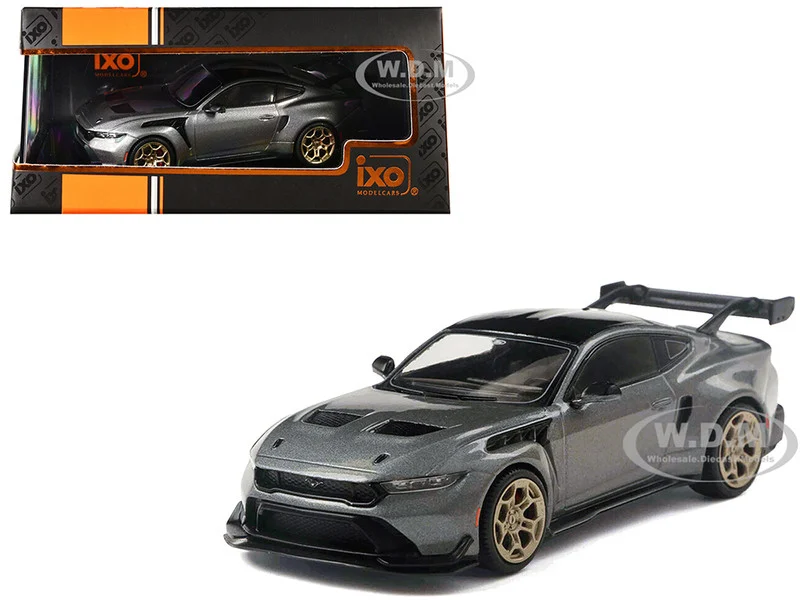 2025 Ford Mustang GTD Gray Metallic with Black Top 1/43 Diecast Model by IXO Models - Ford Models
