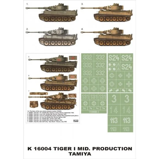 Montex K16004 1/16 Tiger I Paint Mask for Tamiya (Insignia Masks) - Military Vehicles & Tanks