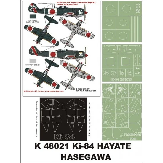 Montex K48021 1/48 Nakajima Ki-84 Hayate Paint Mask Vol.2 for Hasegawa (Canopy Masks + Insignia Masks)