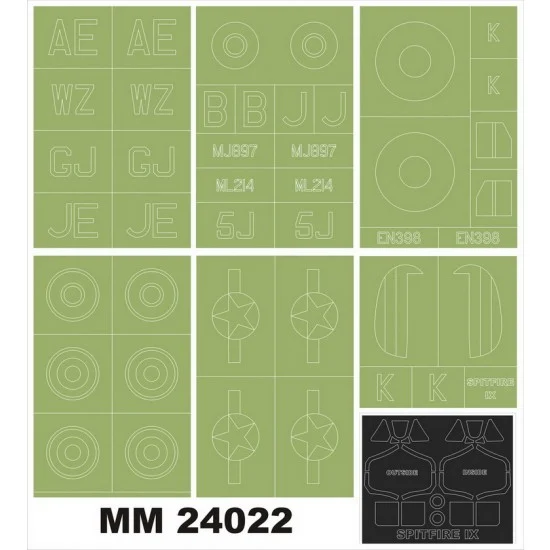 Montex MM24022 1/24 Supermarine Spitfire Mk.IXc Paint Mask for Airfix #17001 - Model Planes