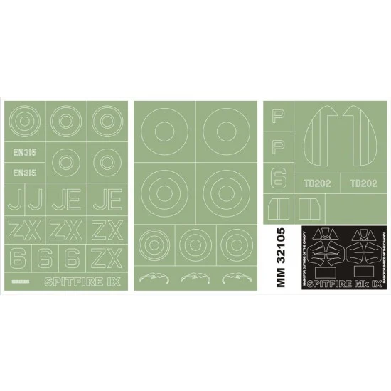 Montex MM32105 1/32 Supermarine Spitfire Mk.IX Paint Mask for Tamiya kit (Canopy Masks + Insignia Masks) - Model Planes