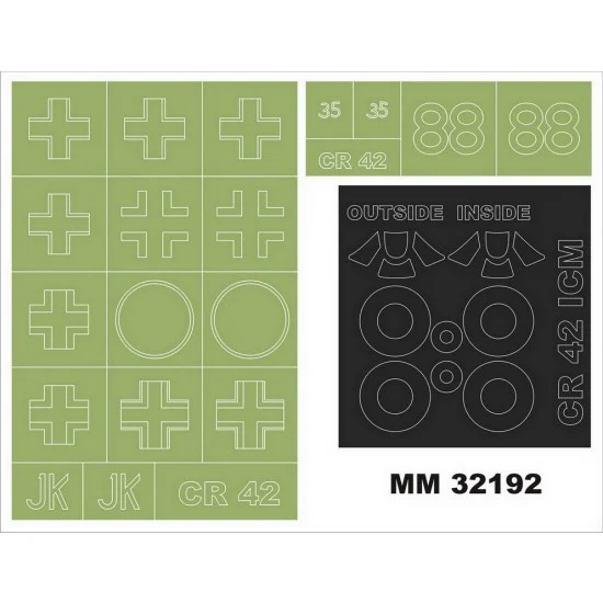 Montex MM32192 1/32 Fiat CR.42 Paint Masking for ICM kit 32021 (2 canopy & 2 insignia masks) - Model Planes