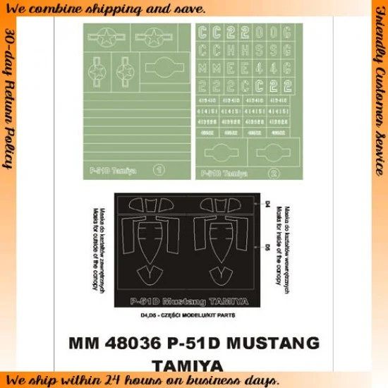 Montex MM48036 1/48 North American P-51D Mustang Paint Mask for Tamiya kit (Canopy Masks+Insignia Masks)