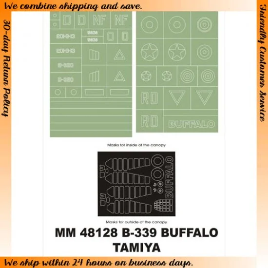 Montex MM48128 1/48 Brewster B-339 Buffalo Paint Mask for Tamiya kit (Canopy Masks + Insignia Masks)