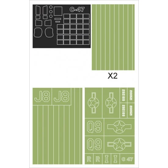 Montex MM48290 1/48 Douglas C-47 Skytrain Paint Mask for Trumpeter kit (Canopy Masks + Insignia Masks)