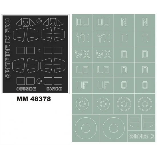 Montex MM48378 1/48 Spitfire IX Paint Mask for Eduard 8281 kit (Canopy Masks + Insignia Masks) - Model Planes
