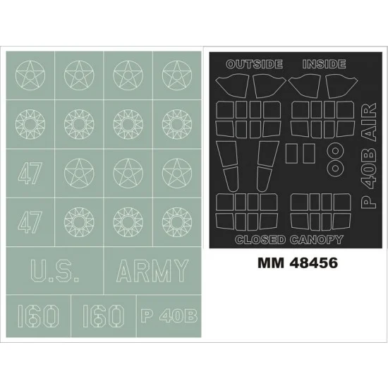 Montex MM48456 1/48 Curtiss P-40B Warhawk Paint Mask for Airfix kit AX05130